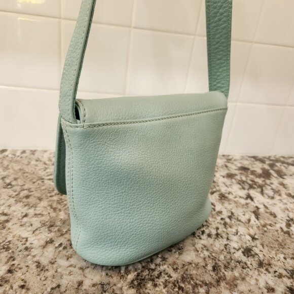 Coach Vintage Aqua Mint Sonoma Small Flap 4919 Natural Grain Leather 1996 USA - Picture 7 of 16